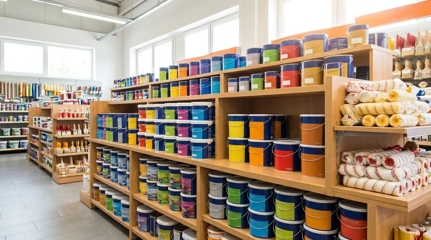 Sección de pinturas y accesorios en Roble Ferretero